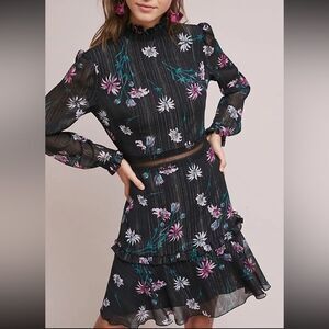 Anthropologie Floral High-Neck Dress by Donna Morgan